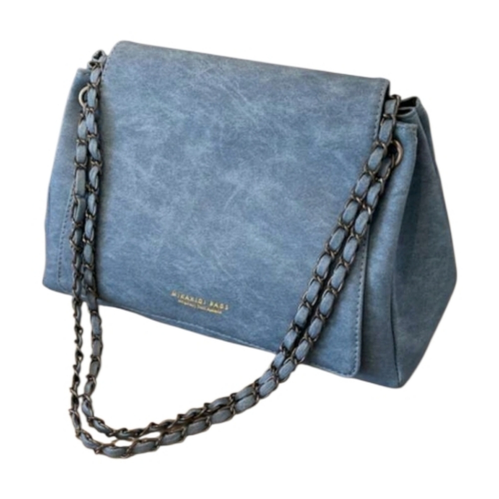 Mikasxioi NEW Blue Vegan Leather Chain Strap Shoulder Crossbody Bag – Purse